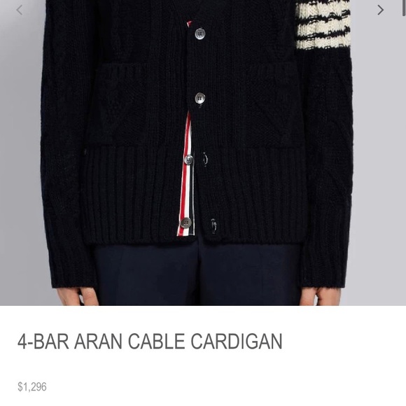 THOM BROWNE WOOL CARDIGAN IN NAVY - Picture 7 of 7